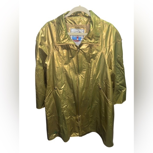 ATLANTIC BEACH Gold Metallic PVC Flare Raincoat - Picture 4 of 8